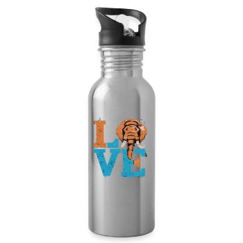 Vintage Love Mammut für einen Mammutliebhaber - Trinkflasche mit integriertem Trinkhalm - Lightsilver - Rechts