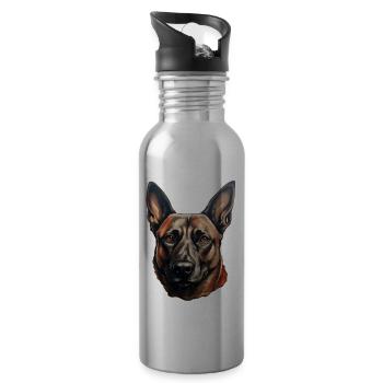 Belgian Malinois with a strong character - Water bottle with straw - silver - Right