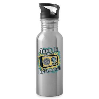 Tune In, Turn Up the Nostalgia with Vintage Radio - Trinkflasche mit integriertem Trinkhalm - Lightsilver - Rechts