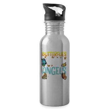 Butterflies Appear When Angels Are Near - Trinkflasche mit integriertem Trinkhalm - Lightsilver - Rechts