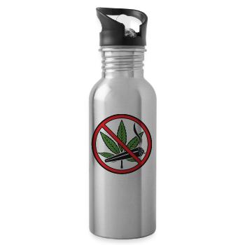 Verbotsschild Cannabis Marihuana - Trinkflasche mit integriertem Trinkhalm - Lightsilver - Rechts