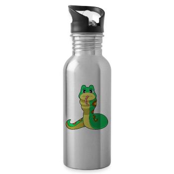 Serpent drôle - Gourde avec paille intégrée - argent clair - Droite