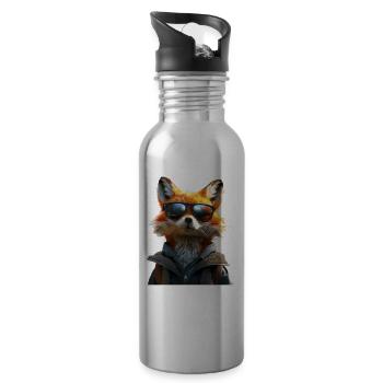 Fox I Love Foxes Red Fox Wild Cute Fox - Water bottle with straw - silver - Right