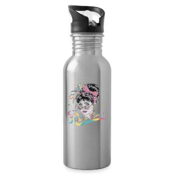 Stylische Retro 1980 Regenbogen-Retro Vixen für - Trinkflasche mit integriertem Trinkhalm - Lightsilver - Rechts