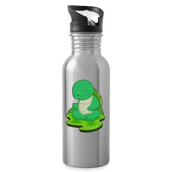 Tortoise Yoga Fitness Meditation - Water bottle with straw - silver - Right