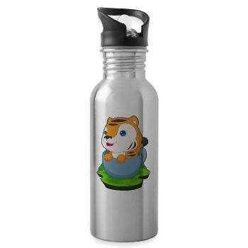 Mug Tigre - Gourde avec paille intégrée - argent clair - Droite