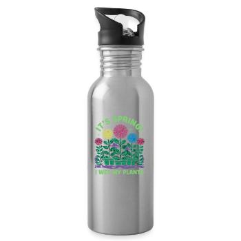 It's Spring I'm So Excited I Wet My Plants - Trinkflasche mit integriertem Trinkhalm - Lightsilver - Rechts