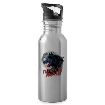 Thriller Nacht der Werwölfe und Mondscheinheulen - Trinkflasche mit integriertem Trinkhalm - Lightsilver - Rechts