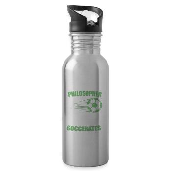 Philosopher Was The Best Footballer Soccerates - Trinkflasche mit integriertem Trinkhalm - Lightsilver - Rechts