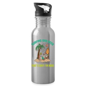 Surf et bière Noël Surfeurs - Gourde avec paille intégrée - argent clair - Droite