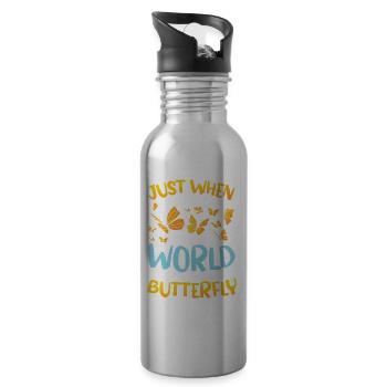When The Caterpillar Thought The World Was Over - Trinkflasche mit integriertem Trinkhalm - Lightsilver - Rechts