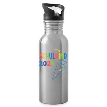 Start of school enrollment school child 2024 - Water bottle with straw - silver - Right
