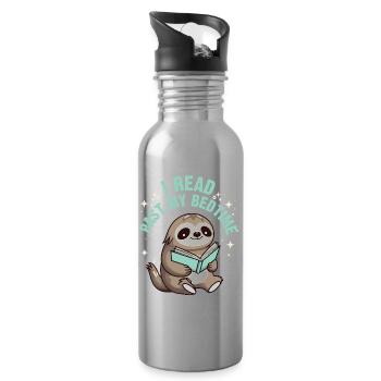 I read after bedtime read sloth - Water bottle with straw - silver - Right