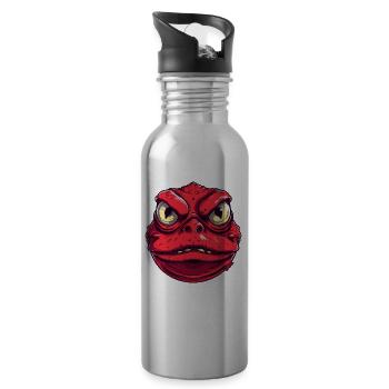 Big Fat Red Angry Toad Monster - Water bottle with straw - silver - Right