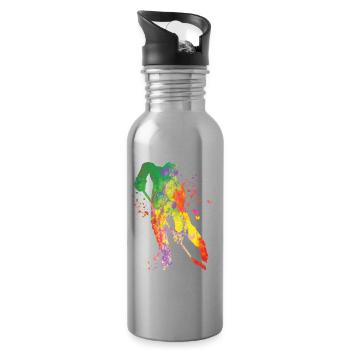 Eishockeyspieler Jungen Eishockey - Trinkflasche mit integriertem Trinkhalm - Lightsilver - Rechts