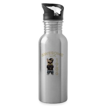 1986 Geburtstag Awesome since Cool Dog - Trinkflasche mit integriertem Trinkhalm - Lightsilver - Rechts