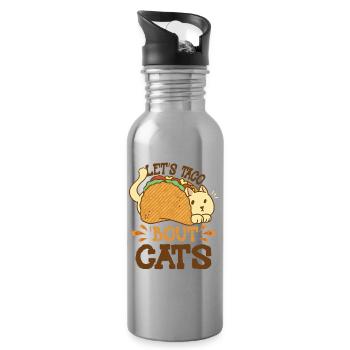 Let's Taco Bout Cats Catlover - Trinkflasche mit integriertem Trinkhalm - Lightsilver - Rechts