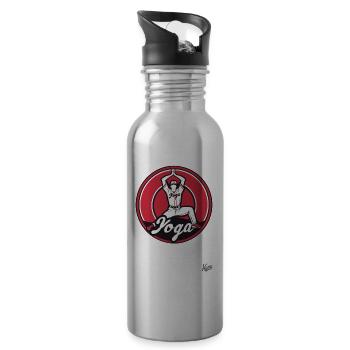 Funny Sports Parody: Baseball Yoga - Water bottle with straw - silver - Right