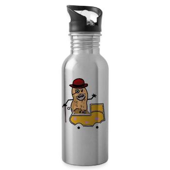 Peanut Grandpa Baby Birth Family Nut Grandpa - Water bottle with straw - silver - Right