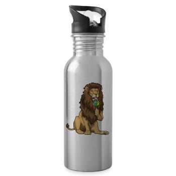 Lion Lollipop - Water bottle with straw - silver - Right