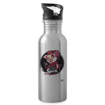 Mascotte de cochon d’anime et délicieux bacon - Gourde avec paille intégrée - argent clair - Droite