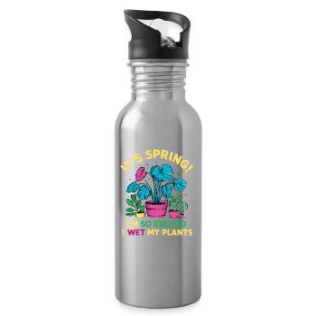 It's Spring I'm So Excited I Wet My Plants - Trinkflasche mit integriertem Trinkhalm - Lightsilver - Rechts