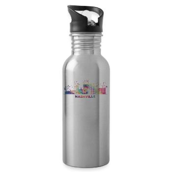 Nashvillian Skyline Nashville - Trinkflasche mit integriertem Trinkhalm - Lightsilver - Rechts