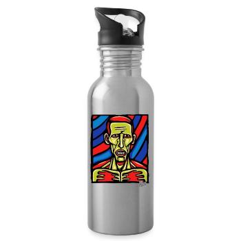 Abstrakte Kunst eines Zombie - Trinkflasche mit integriertem Trinkhalm - Lightsilver - Rechts