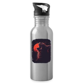 Bezaubernde Katzen mit Mond für alle - Trinkflasche mit integriertem Trinkhalm - Lightsilver - Rechts
