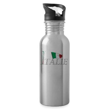 Élegant au Design Moderne avec le Drapeau Italien - Gourde avec paille intégrée - argent clair - Droite