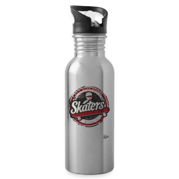 Vintage skateboard for skateboarders and skaters - Water bottle with straw - silver - Right