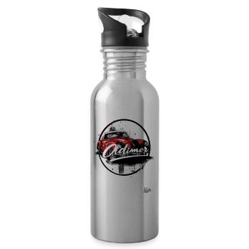 This car is a classic car - Water bottle with straw - silver - Right