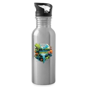 Respektier Muttererde Unseren Planeten Natur - Trinkflasche mit integriertem Trinkhalm - Lightsilver - Rechts