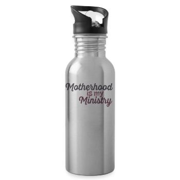 Mom Life Mom Motherhood Is My Ministry - Water bottle with straw - silver - Right