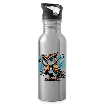 Lustige Eule Whom Humor - Trinkflasche mit integriertem Trinkhalm - Lightsilver - Rechts
