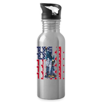 New York City Skyline - Trinkflasche mit integriertem Trinkhalm - Lightsilver - Rechts