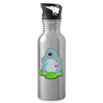 Laboratoire de tubes à essai de science taupe - Gourde avec paille intégrée - argent clair - Droite