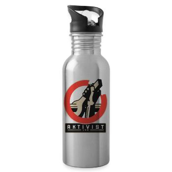 Aktivist der Arbeit - Trinkflasche mit integriertem Trinkhalm - Lightsilver - Rechts