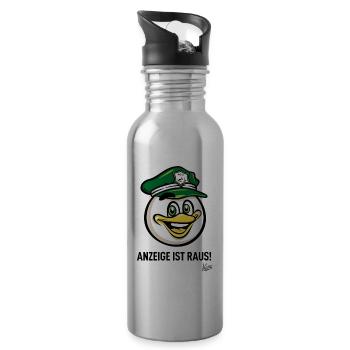 Deutscher Vogel Beamter, Anzeige ist raus - Trinkflasche mit integriertem Trinkhalm - Lightsilver - Rechts