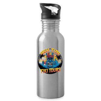 Tiki Kultur Maori Maske für einen Tkik Fans - Trinkflasche mit integriertem Trinkhalm - Lightsilver - Rechts