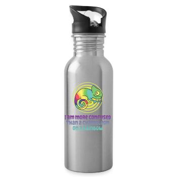 Ich Bin Verwirrter Als Ein Chamäleon - Trinkflasche mit integriertem Trinkhalm - Lightsilver - Rechts