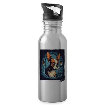 Little cool cute dog in the dungeon - Water bottle with straw - silver - Right