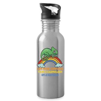 I'm more confused than a chameleon - Water bottle with straw - silver - Right