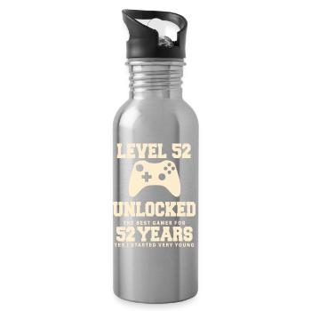 Level 52 Vintage Retro Vintage Birthday - Water bottle with straw - silver - Right