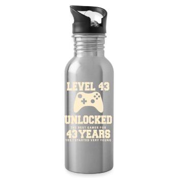 Level 43 Vintage Anniversaire Vintage Rétro - Gourde avec paille intégrée - argent clair - Droite