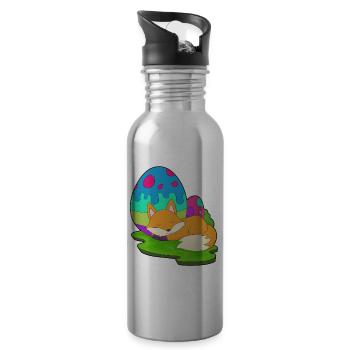 Fox Easter Easter Eggs - Water bottle with straw - silver - Right