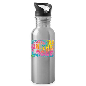 Brothers On The Loose Sibling Journey - Water bottle with straw - silver - Right