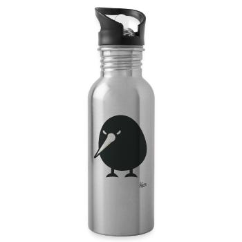 Drôle d’oiseau kiwi - Gourde avec paille intégrée - argent clair - Droite