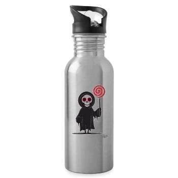 Sensenmann hält riesigen Lolli Lutscher - Trinkflasche mit integriertem Trinkhalm - Lightsilver - Rechts