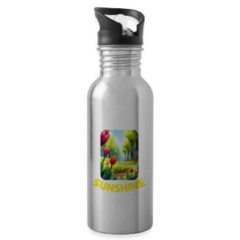Everyday is a step closer to Sunshine - Trinkflasche mit integriertem Trinkhalm - Lightsilver - Rechts